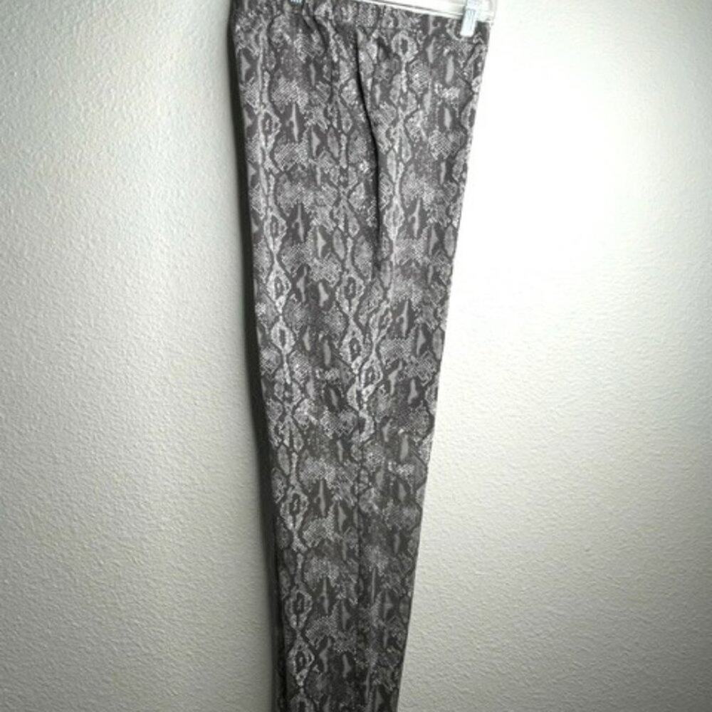 Isaac Mizrahi Stretch Ankle Pant Size 14Tall Gray Snake Design